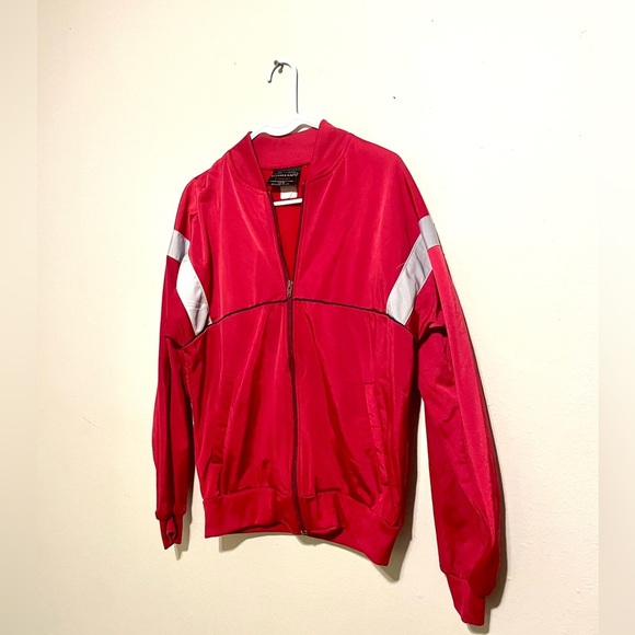 Oshmans Track Jacket Mens Small Grey Red Tennis Warmup 90s Y2K Retro streetwear - Picture 3 of 7